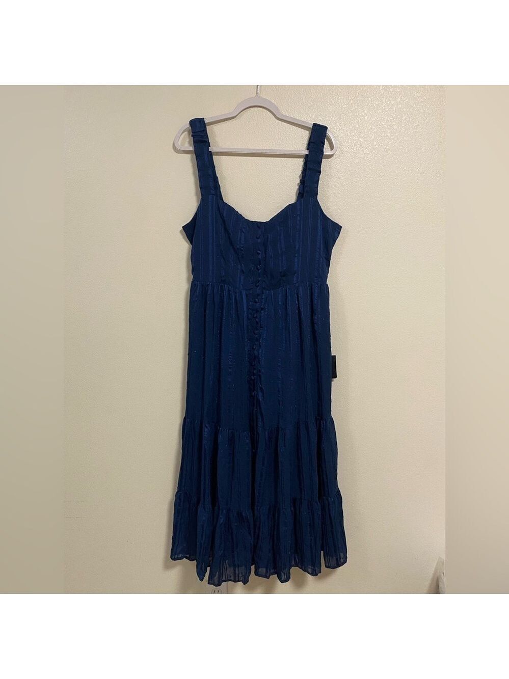 Lulus Dress Women’s Size XL Blue Navy Dreamt Weekend Burnout Midi Dress NWT